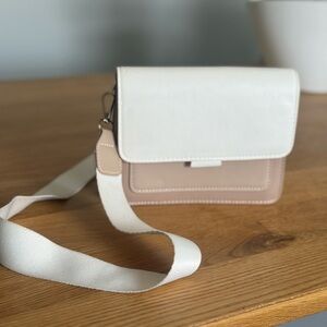 SHEIN White and Tan Crossbody Bag